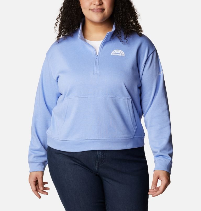 Hanorace Columbia Trek French Terry Half Zip Dama Albastri Deschis | Plus Size HDMS0798A